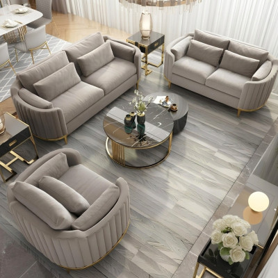 Sofá de diseño conjunto de 3+2+1 plazas en tela conjunto de tapicería