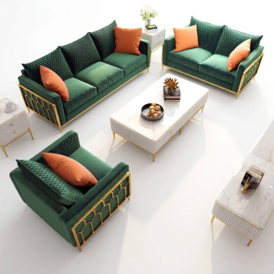 Sofá de cuero, sofá acolchado asiento juego de 3+2+1 asientos conjunto Diseño Sofás