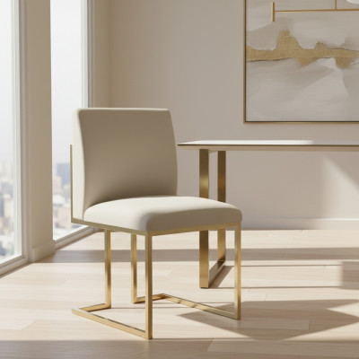 Conjunto de sillas de comedor modernas de lujo con asientos acolchados y respaldo.
