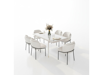 Silla Sillas Tapizado Textil Tela Juego Completo Diseñador Sillón 6 veces