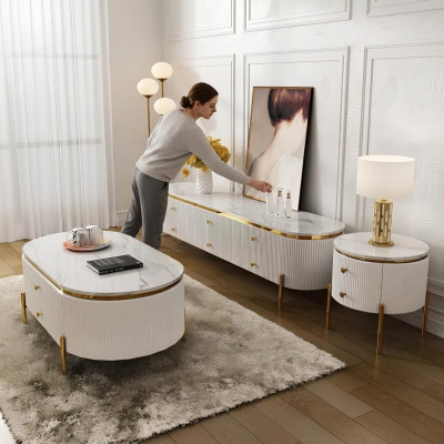 Conjunto de muebles de sala de estar diseñador salón aparador mesa de centro mesa auxiliar 3 piezas.