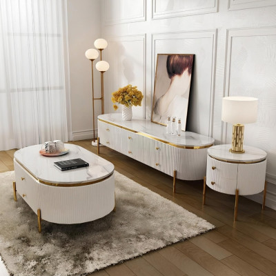 Conjunto de muebles de sala de estar diseñador salón aparador mesa de centro mesa auxiliar 3 piezas.