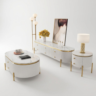 Conjunto de muebles de sala de estar diseñador salón aparador mesa de centro mesa auxiliar 3 piezas.