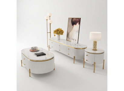 Conjunto de muebles de sala de estar diseñador salón aparador mesa de centro mesa auxiliar 3 piezas.