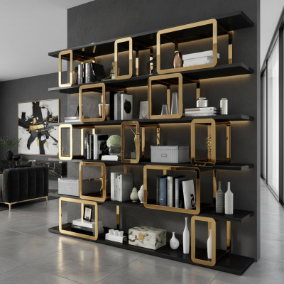 Muebles de oficina del sistema de armarios, estanterías y separadores de diseño para la sala de estar.