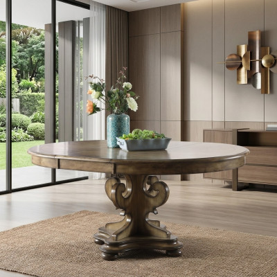 Mesa de comedor de diseñador de lujo, mesas de comedor tapizadas de madera redonda.