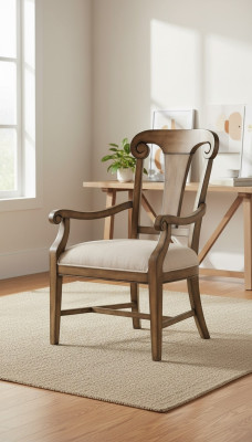 Silla marrón diseño sala de estar comedor sillas de madera tapizadas con reposabrazos nueva