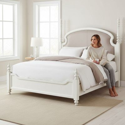 Lujo Dormitorio Cama Acolchado Diseño 180x200cm Hotel Camas Dobles Textil Nuevo