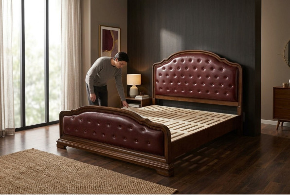 Cama acolchada de diseño de lujo doble Hotel camas matrimonio habitación de dormir cuero 180x200cm