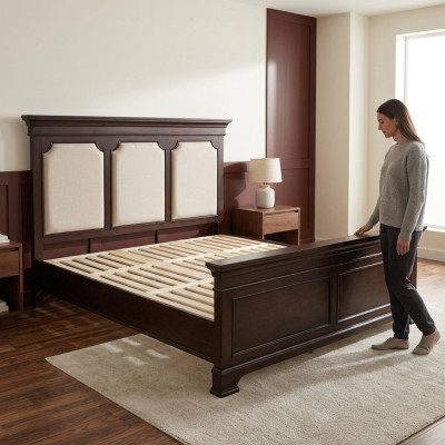 Diseño cama doble cama de cuero camas cama madera acolchada dormitorio matrimonio 180x200