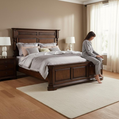 Cama de madera cama cama doble madera dormitorio hotel 180x200cm Nuevo camas Nuevo