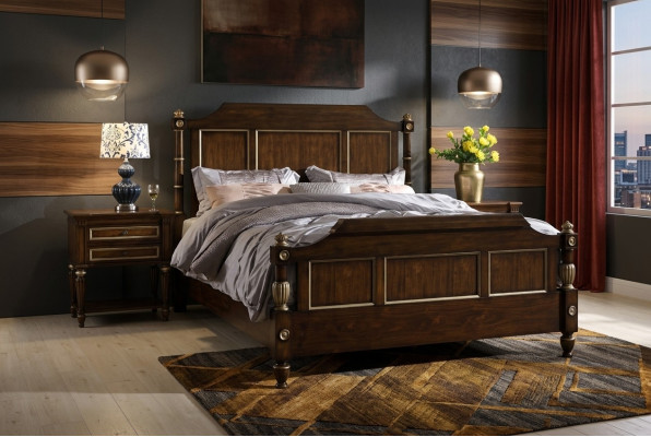Cama de diseñador Clásico Madera Cama de hotel Doble Dormitorio de lujo 180x200 Nuevo