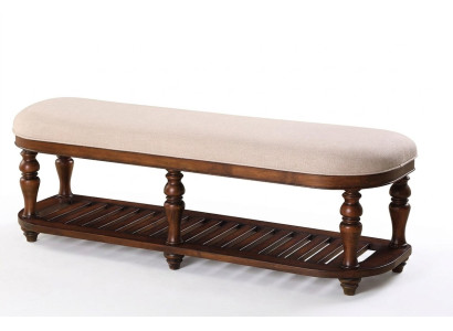 Taburete Taburete con tapizado Pie Muebles Vivienda Bancos de asiento Asiento Cuero Beige Diseño Textil