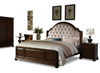 Cama Cama tapizada Lujo Dormitorio doble Madera Cuero Camas Muebles Chesterfield