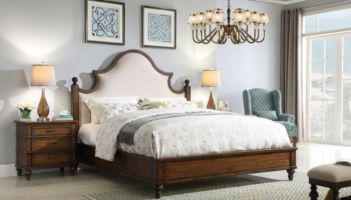 Cama 2x Mesita de noche 3 piezas Conjunto dormitorio Diseño Muebles tapizados Camas de lujo Nuevas