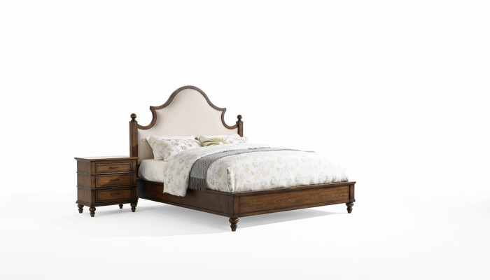 Cama 2x Mesita de noche 3 piezas Conjunto dormitorio Diseño Muebles tapizados Camas de lujo Nuevas