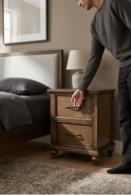 Clásica mesa auxiliar de madera para mesa de noche o consola de muebles.