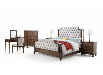 Conjunto de dormitorio de diseño de 6 piezas. Juego completo de dormitorio con cama, mesita de noche y cómoda nuevo.