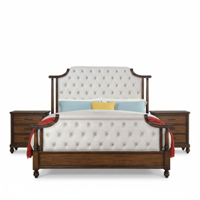 Cama 2x Mesita de noche 3 piezas. Conjunto de dormitorio Camas nuevas de lujo Chesterfield 180x200