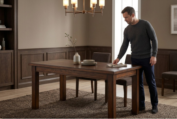 Mesa de comedor de madera de 140x80 cm para sala de estar y comedor. Mesas de madera maciza.