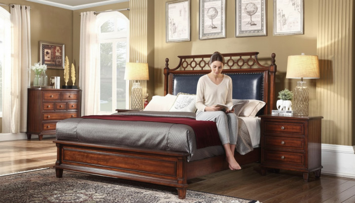 Cama 2x Mesita de noche 3 piezas Set de dormitorio Diseño Camas de lujo Clásico Acolchado