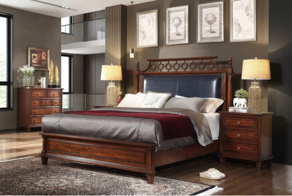 Cama 2x Mesita de noche 3 piezas Set de dormitorio Diseño Camas de lujo Clásico Acolchado