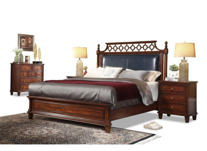 Cama 2x Mesita de noche 3 piezas Set de dormitorio Diseño Camas de lujo Clásico Acolchado