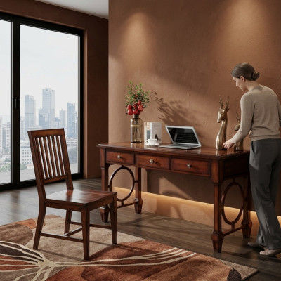 Conjunto completo de muebles de oficina para el hogar, oficina en casa, escritorio y armario.