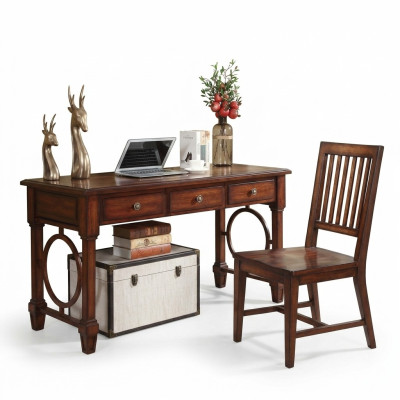Escritorio de 2 piezas. Conjunto de muebles de oficina mesa diseño de madera armario ordenador.