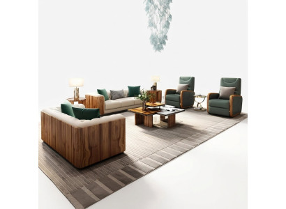 Muebles de lujo Conjunto de sofás Sofá de sofá Diseñador de muebles 4 piezas Cuero