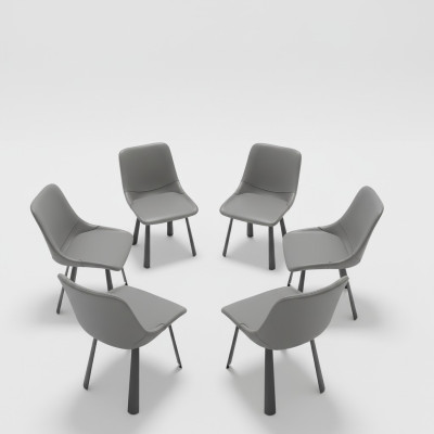 Mesa Grupo Sillas Hotel Conjunto de tapicería 6x Grupos Sillón de acero inoxidable