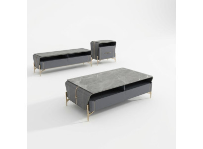 Mesa de centro Aparador de 2 piezas Mesa de sala Mueble Bajo Mueble de pared