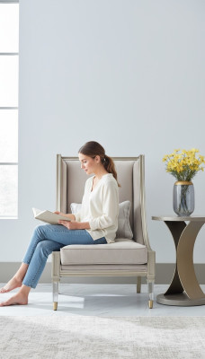 Clásico sillón de orejas Sillón Sofá Tapizado Asiento Salón Relax Club Tela