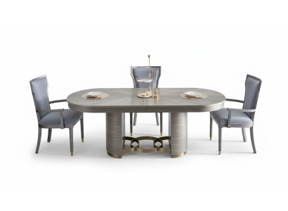 Mesa de comedor clásica de diseñador + conjunto de 4 sillas Grupo de habitación de 5 piezas.