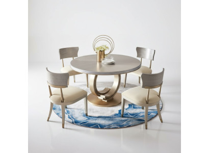 Diseño de mesa redonda con 4 sillas para el comedor, juego de mesa redonda de madera.