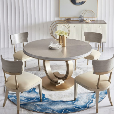 Conjunto de comedor de sillas modernas con 4 sillas tapizadas y diseño de respaldo.