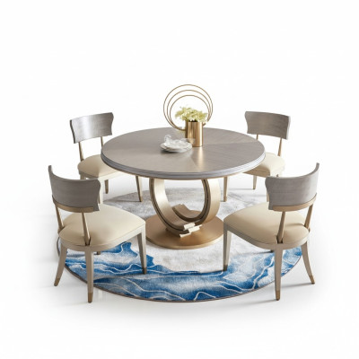 Conjunto de comedor de sillas modernas con 4 sillas tapizadas y diseño de respaldo.