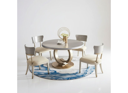Mesa de comedor de diseño de lujo, mesa de comedor tapizada de madera de acero inoxidable redonda.