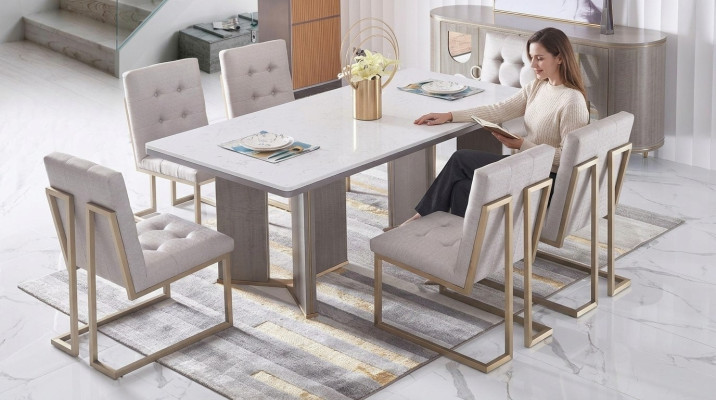 Diseño de muebles para comedor Grupo de sillas Mesa 6 sillas con respaldo Nuevo