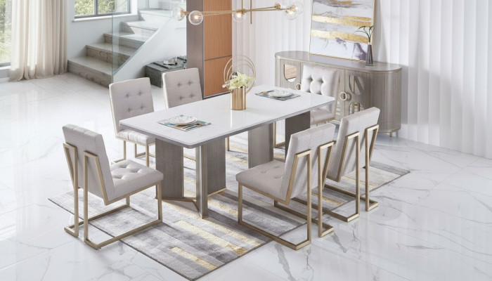 Diseño de muebles para comedor Grupo de sillas Mesa 6 sillas con respaldo Nuevo