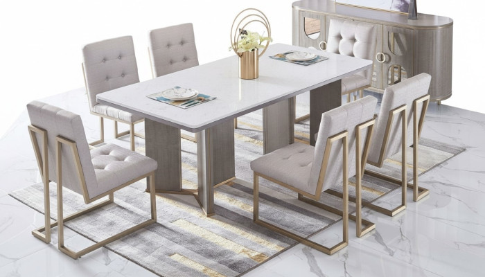 Diseño de muebles para comedor Grupo de sillas Mesa 6 sillas con respaldo Nuevo