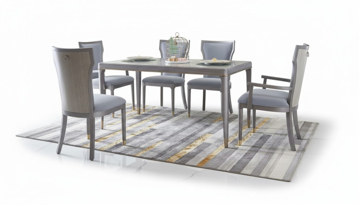 Sillas de madera para comedor con grupo de sillas acolchadas.