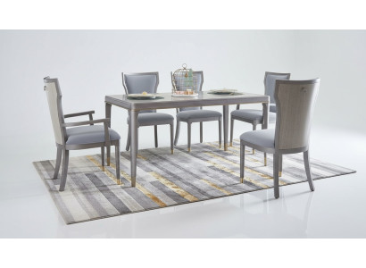 Conjunto completo de mesa de comedor + 6 sillas Juego de decoración de comedor Grupo de comedor Mesa
