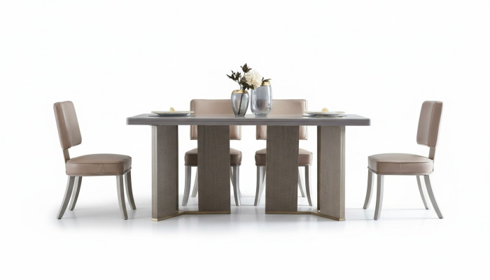 Muebles de diseño de madera Mesa Asientos Comedor 6 sillas Juego de 7 piezas Conjunto Nuevo