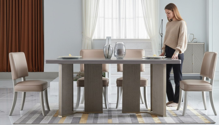 Mesa de comedor real Mesa de madera Mesa clásica Estilo moderno Nuevo comedor