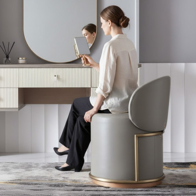 Taburete Diseño Tapizado Reposapiés Otomana Asiento Cuero Chaise Lounge Pufa