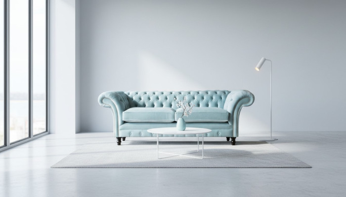 Sofá Chesterfield de cuero acolchado de 3 plazas, sofá clásico.