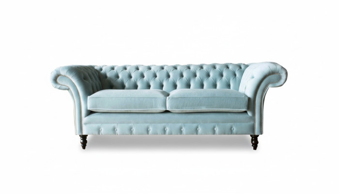 Sofá Chesterfield de cuero acolchado de 3 plazas, sofá clásico.