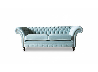 Sofá Chesterfield de cuero acolchado de 3 plazas, sofá clásico.