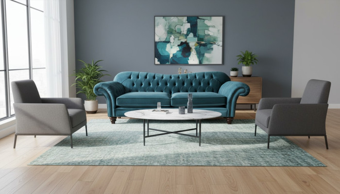 Sofá de lujo en textil Chesterfield Sofás tapizados Big de 3 plazas Conjunto